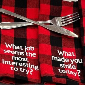 Set of 4 Cotton Cloth Conversation Starter Placemats or Napkins 19x19”